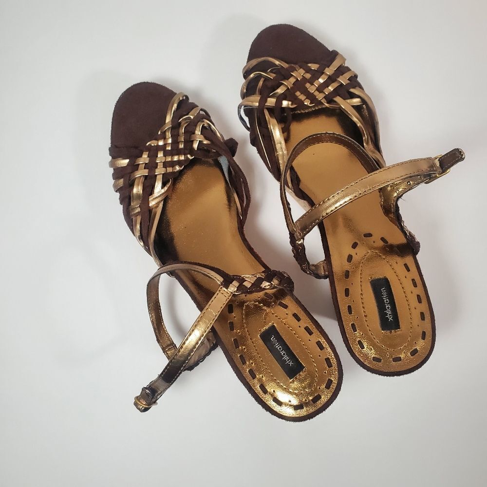 Xhilaration brown and gold wedges - Picture 8 of 13